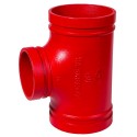 4" x 2 1/2" 130R Red Painted Grooved Reducing Tee