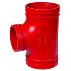 6" x 2 1/2" 130R Red Painted Grooved Reducing Tee