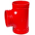 6" 130S Red Painted Short Radius Grooved Equal Tee