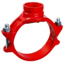 2" x 1 1/2" 3G Red Painted Grooved Outlet Mechanical Tee