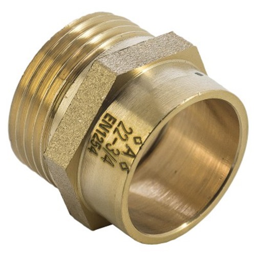 Brass Compression 22mm x 3/4" BSP Male Iron to Copper Straight Coupler Adaptor