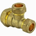 22mm x 15mm x 15mm Brass Compression Reducing Tee