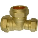 22mm x 15mm x 22mm Brass Compression Reducing Tee