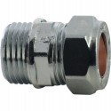 22mm x 3/4" BSP Chrome Plated Compression Male Straight Adapter