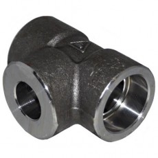 1" x 3/4" Socket Weld Black Carbon Steel Reducing Tee (3000lb)