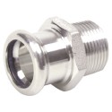 15 x 1/2" BSP M-Press Stainless Steel 316 Steam Male Straight Adapter
