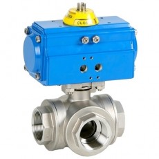 1/2" Genebre Art5040 3-Way L-Port Stainless Steel Actuated Ball Valve (Double Acting)