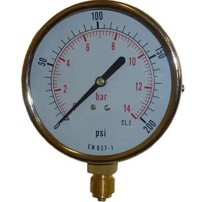 100mm Black steel dry pressure gauge with threaded bottom entry