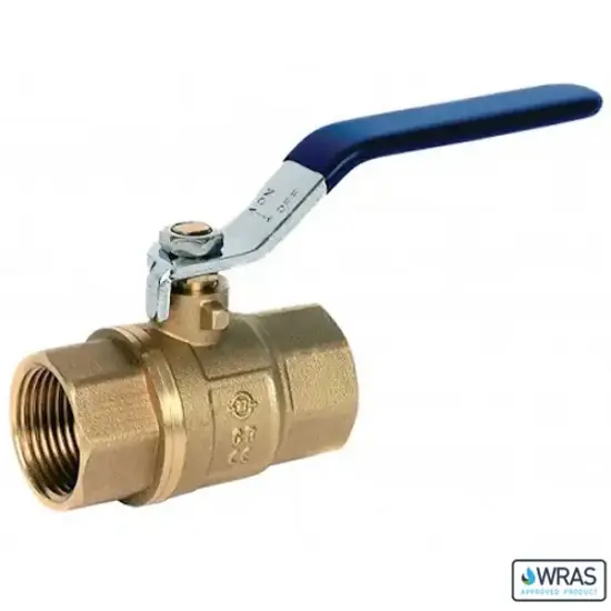 Albion Art50 2-Piece full bore DZR Brass ball valve with female BSP taper threads. WRAS Approved, PN40 rated, PTFE ball seats.