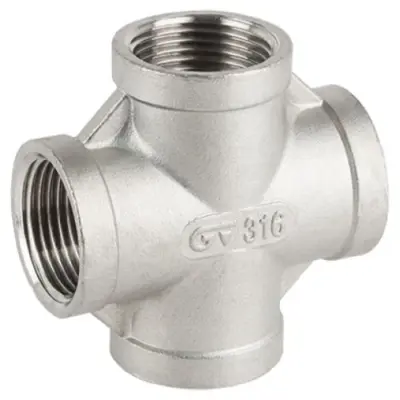 Genebre Art0180 Stainless steel equal cross to ISO 4144, Female BSP threaded, PN20 rated.