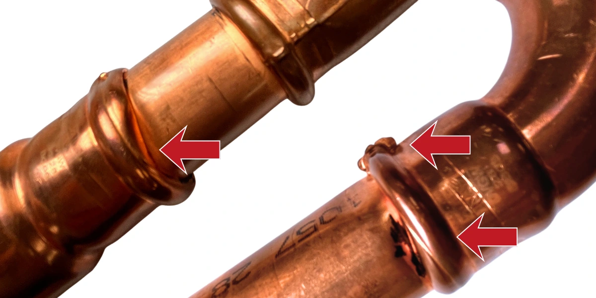 Example of warped copper press fittings