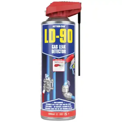 Action Can LD-90 gas leak detector. 500ml aerosol with twin spray nozzle.