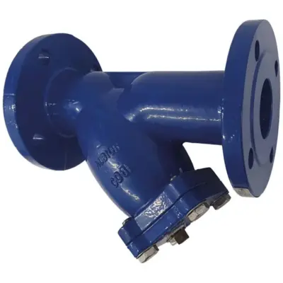 Albion Art183 Cast iron Y-strainer with PN16 flanged ends, EPDM seal and epoxy finish. WRAS Approved.