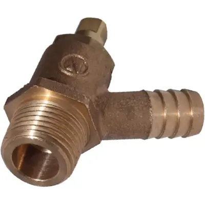Albion Art310 Bronze/brass drain cock to BS 2879-2. Male BSPT x hosetail ends, PN16 rated, WRAS approved, EPDM seals.