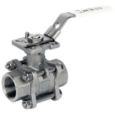 Albion Art993H Stainless steel 316 full bore ball valve with female BSPT threads. PN82 rated, ATEX approved, locking lever.