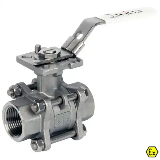 albion-art-993h-stainless-steel-full-bore-ball-valve-bsp-threaded-atex-pn82 Albion Art993H Stainless steel 316 full bore ball valve with female BSPT threads. PN82 rated, ATEX approved, locking lever.