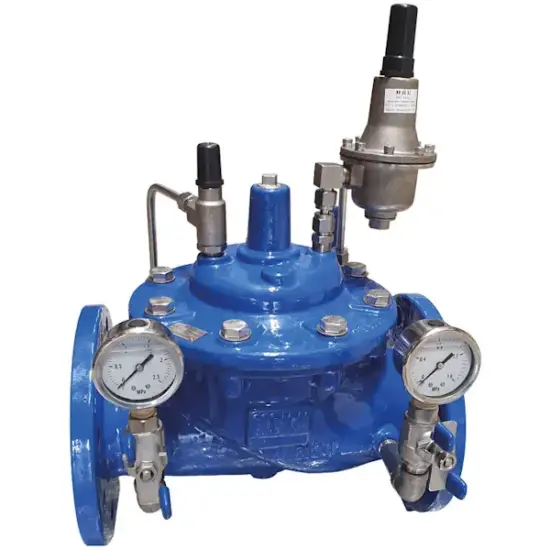 Albion Art6200 Ductile iron pilot operated adjustable pressure reducing valve with PN16 flanged ends. WRAS approved.