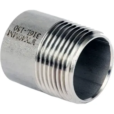 Albion WN Stainless steel 316 weld nipple with BSP or NPT threaded ends. PN20 rated and conforms to ISO 4144.
