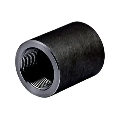 Black forged carbon steel full coupling. BSPT or NPT female threads, 3000lb rated, conforms to ASME B16.11 and BS 3799