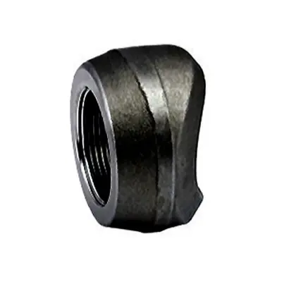Black forged carbon steel threaded outlet or threadolet. 3000lb rated, conforms to ASME B16.11 and BS 3799
