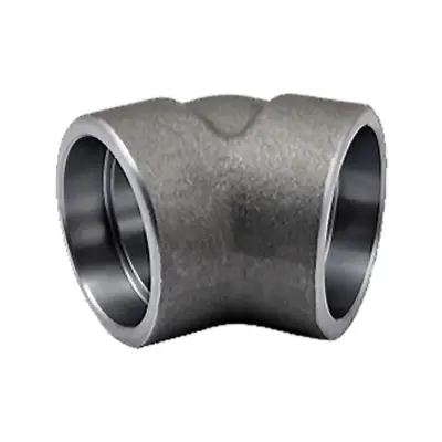 Black forged carbon steel 45 degree elbow with socket weld ends. 3000lb rated, conforms to ASME B16.11 and BS 3799
