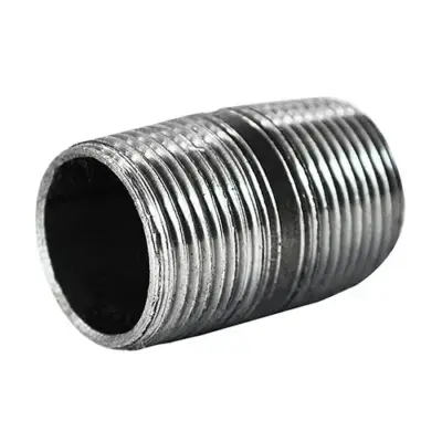 BS EN 10241 Heavy tubular black mild steel close taper nipple. Male BSP threaded.