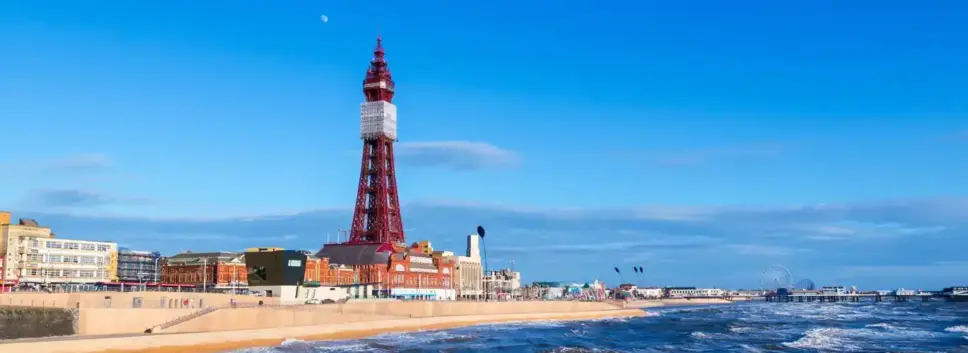 Blackpool Tower and beachfront, Lancashire