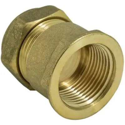 Brass compression fit x BSP female straight adapter to BS EN 1254-2, WRAS approved and up to 25 bar pressure rated.