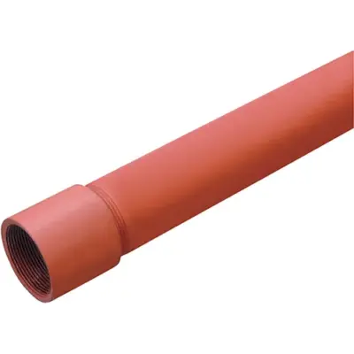 BS EN 10255 Red oxide primer painted mild steel welded pipe with BSP threaded and socketed ends.