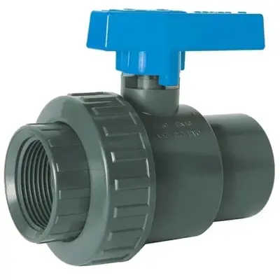 BVS11 UPVC Plastic single union ball valve with female BSP threaded ends.