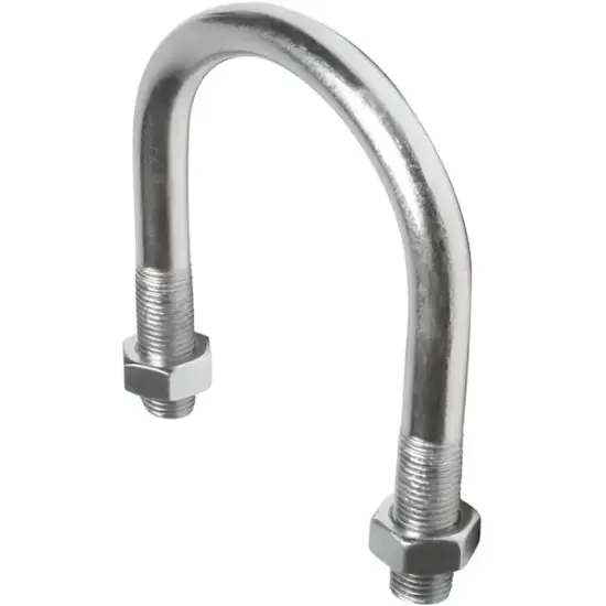 BZP Mild steel U-bolt with x2 hexagon nuts. Suits pipework in sizes 1/2" - 12" NB. M6 - M16 threads depending on size.