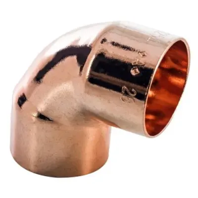 Copper end feed 90 degree elbow, WRAS approved, PN25 rated and conform to BS EN 1254-1