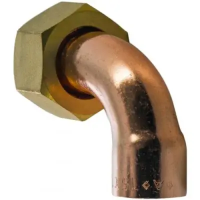 Copper end feed x BSP female 90 degree tap connector, WRAS approved, PN25 rated and conform to BS EN 1254-1