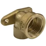 Copper end feed x BSP female 90 degree elbow with wallplate, WRAS approved, PN25 rated and conform to BS EN 1254-1