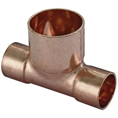 Copper end feed bullnose reducing tee, WRAS approved, PN25 rated and conform to BS EN 1254-1