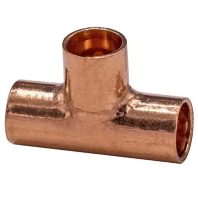 Copper end feed equal tee, WRAS approved, PN25 rated and conform to BS EN 1254-1