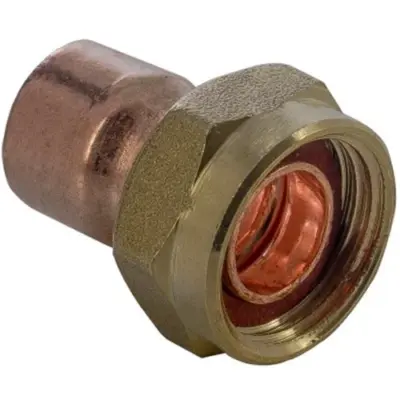 Copper end feed x BSP female straight tap connector, WRAS approved, PN25 rated and conform to BS EN 1254-1