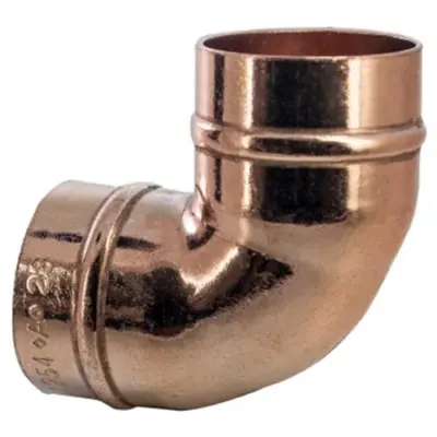 Copper solder ring 90 degree elbow to BS EN 1254-1. WRAS Approved, PN16 Rated.