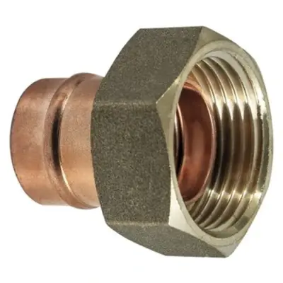 Copper solder ring x female BSP tap connector to BS EN 1254-1. WRAS Approved, PN16 Rated.