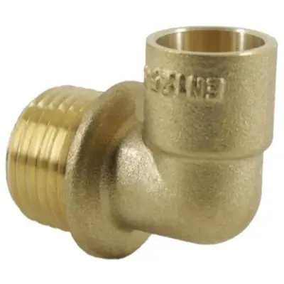 Copper solder ring x male BSP 90 degree elbow to BS EN 1254-1. WRAS Approved, PN16 Rated.