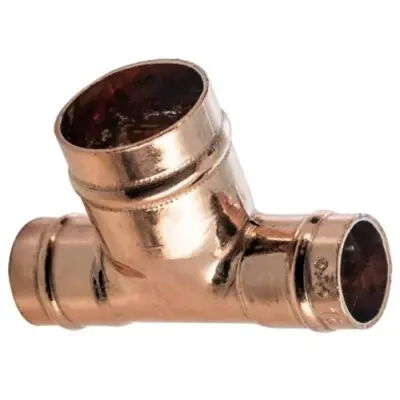 Copper solder ring bullnose reducing tee to BS EN 1254-1. WRAS Approved, PN16 Rated.