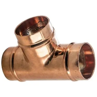 Copper solder ring equal tee to BS EN 1254-1. WRAS Approved, PN16 Rated.