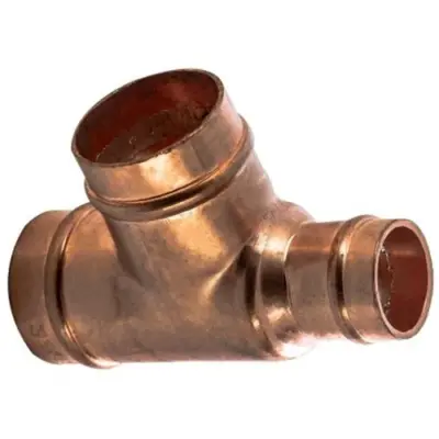 Copper solder ring reducing on the run tee to BS EN 1254-1. WRAS Approved, PN16 Rated.