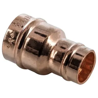Copper solder ring straight reducing coupling to BS EN 1254-1. WRAS Approved, PN16 Rated.