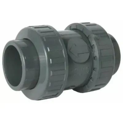 CVD13 ABS Plastic double union spring type check valve with plain solvent weld ends.