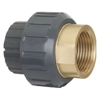 Durapipe UPVC/ABS x Brass, Plastic solvent weld x BSP female threaded composite union
