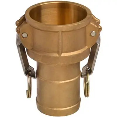 Ecocam Brass part C female camlock with hosetail or hose connector.