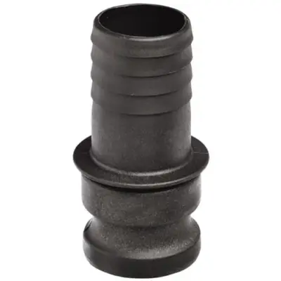 Ecocam Polypropylene part E male camlock with hosetail or hose connector.