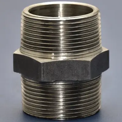 BS EN 10241 Black Mild steel equal hexagon nipple, male BSP threaded