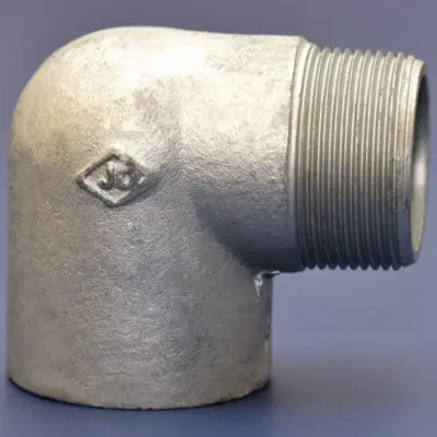 BS EN 10241 Galvanised Mild steel 90 degree street elbow, male to female BSP threaded